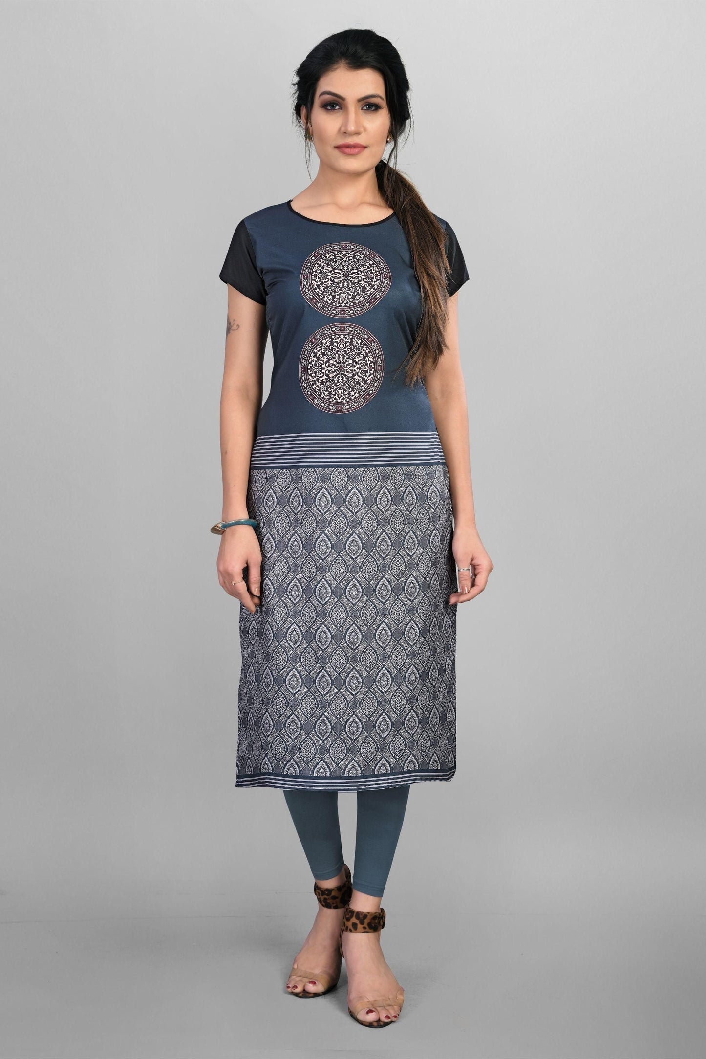 Elegant Printed Crepe Kurti